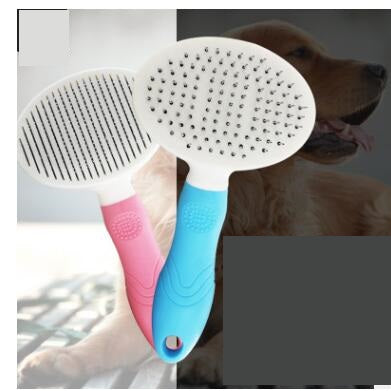 KFX-2338877 Automatic Self-Cleaning Dog and Cat Comb with Thick and Fine Needles in Pink and Blue