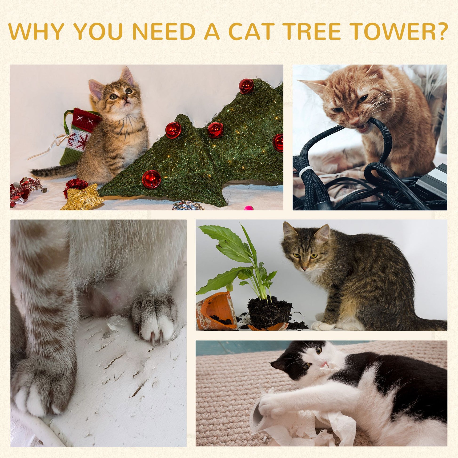 KFX-2341693 Three-Level Cat Condo with Plush Cover and Sisal Scratching Pads, 28 Inch Cat Tower