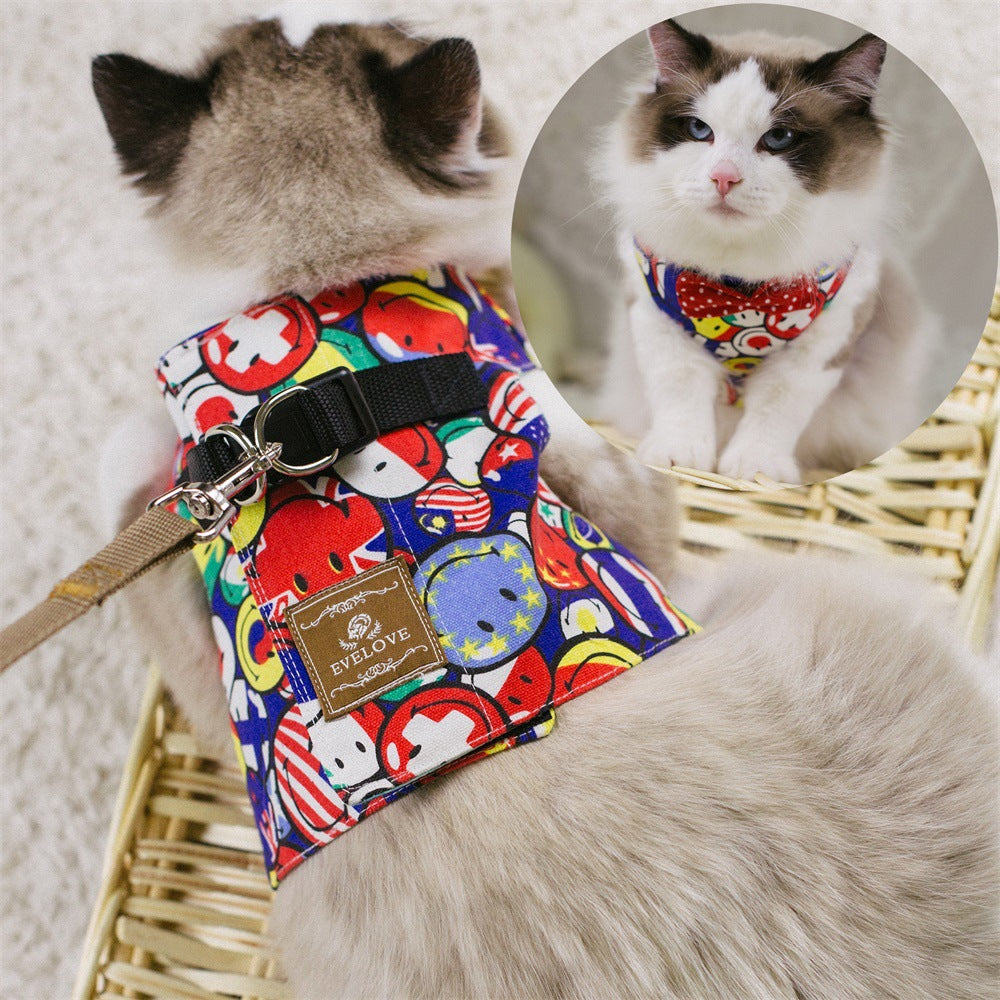 KFX-2344509 Cat Chest Harness with D-Ring and Butterfly Tie - Adjustable Sizes for Comfort