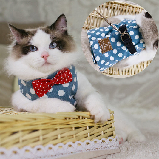 KFX-2344509 Cat Chest Harness with D-Ring and Butterfly Tie - Adjustable Sizes for Comfort