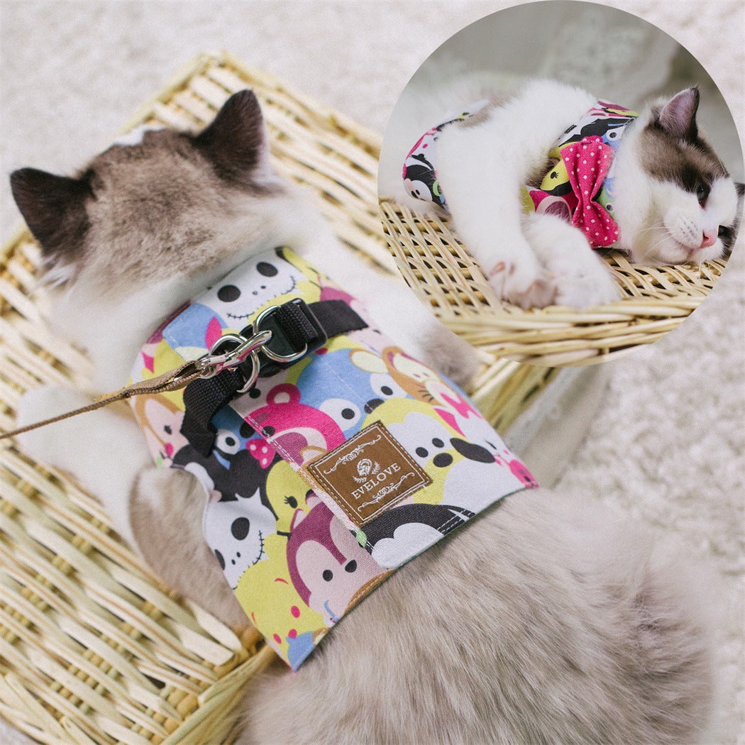 KFX-2344509 Cat Chest Harness with D-Ring and Butterfly Tie - Adjustable Sizes for Comfort