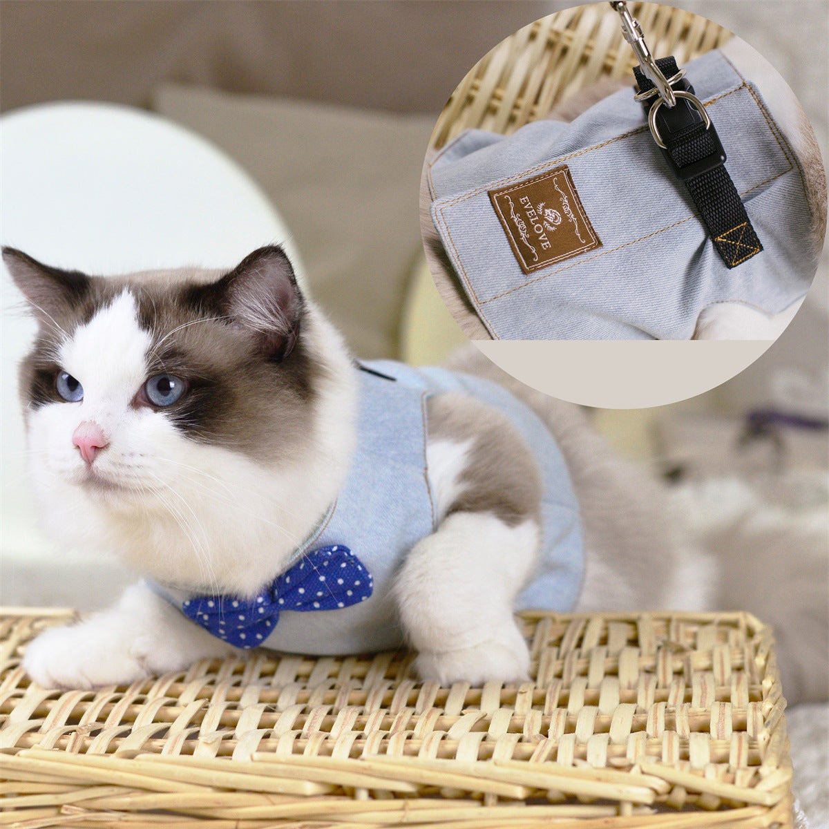 KFX-2344509 Cat Chest Harness with D-Ring and Butterfly Tie - Adjustable Sizes for Comfort