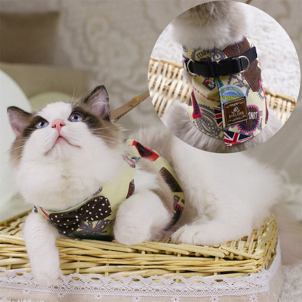 KFX-2344509 Cat Chest Harness with D-Ring and Butterfly Tie - Adjustable Sizes for Comfort