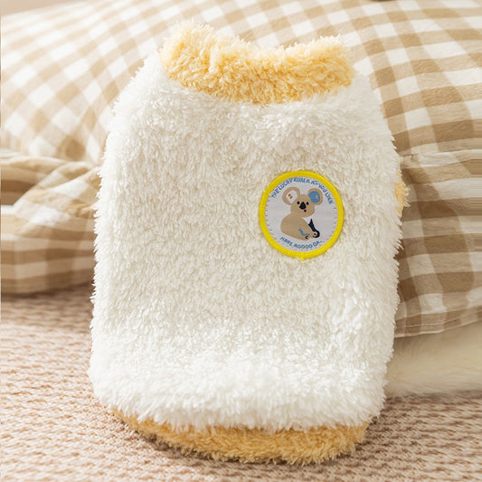 KFX-2347581 Cozy Two-Legged Fleece Coat for Small Dogs and Cats with Koala Patch