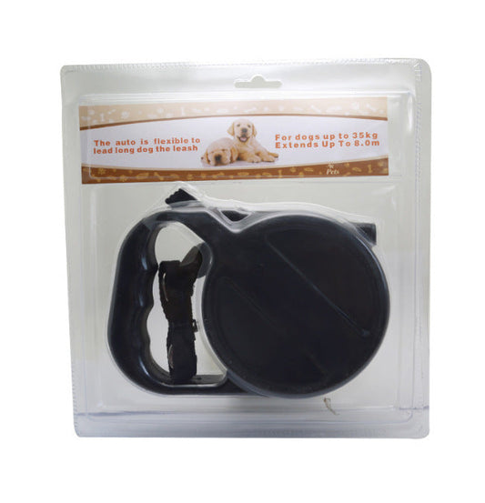 KFX-2348605 Automatic Retractable Dog Leash - 8m Nylon, Black, Durable Pet Supply