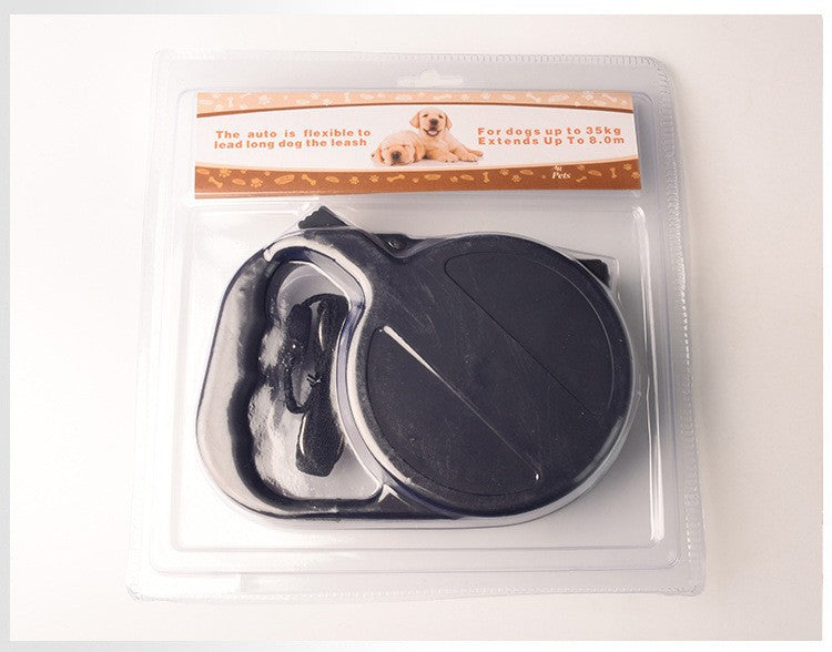 KFX-2348605 Automatic Retractable Dog Leash - 8m Nylon, Black, Durable Pet Supply