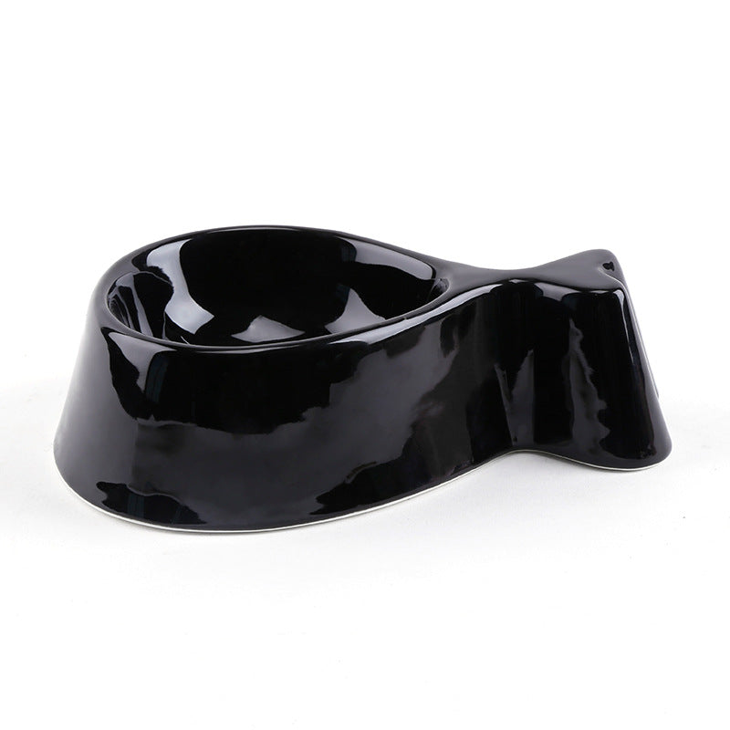 KFX-2348989 Ceramic Fish-Shaped Bowl with Sturdy Wooden Stand for Tea Drinking
