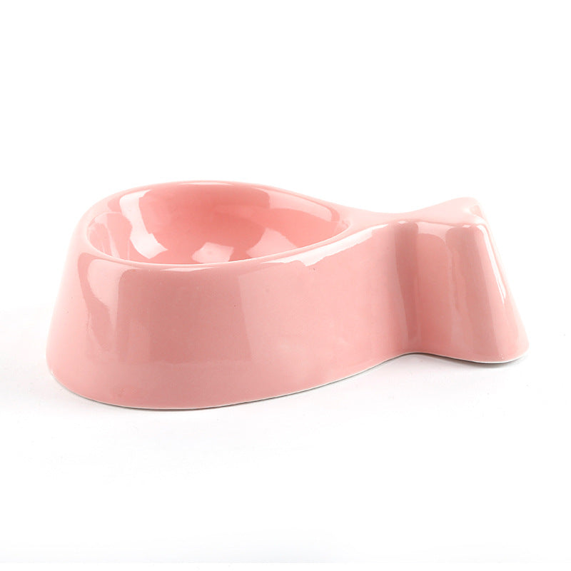 KFX-2348989 Ceramic Fish-Shaped Bowl with Sturdy Wooden Stand for Tea Drinking