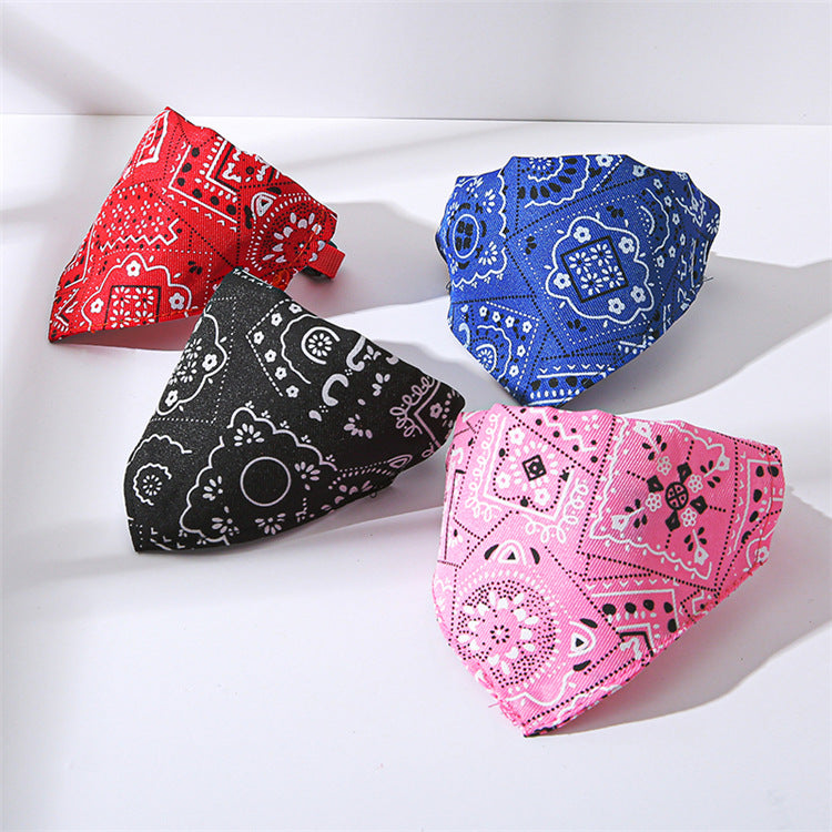 KFX-2350781 Adjustable Triangle Print Pet Collar in Red, Blue, Black, Pink for Stylish Comfort