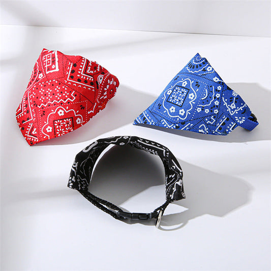 KFX-2350781 Adjustable Triangle Print Pet Collar in Red, Blue, Black, Pink for Stylish Comfort