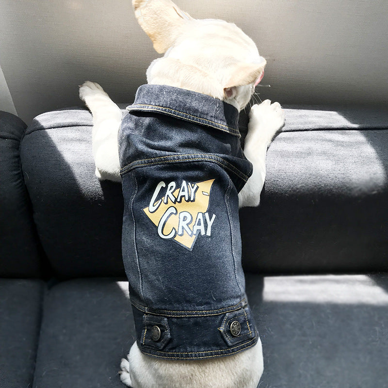 KFX-2351165 Denim Vest for Small Pets - Casual Style Clothing for Puppies and Kittens, Available in Multiple Sizes