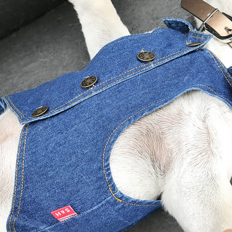 KFX-2351165 Denim Vest for Small Pets - Casual Style Clothing for Puppies and Kittens, Available in Multiple Sizes
