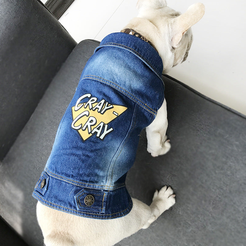 KFX-2351165 Denim Vest for Small Pets - Casual Style Clothing for Puppies and Kittens, Available in Multiple Sizes