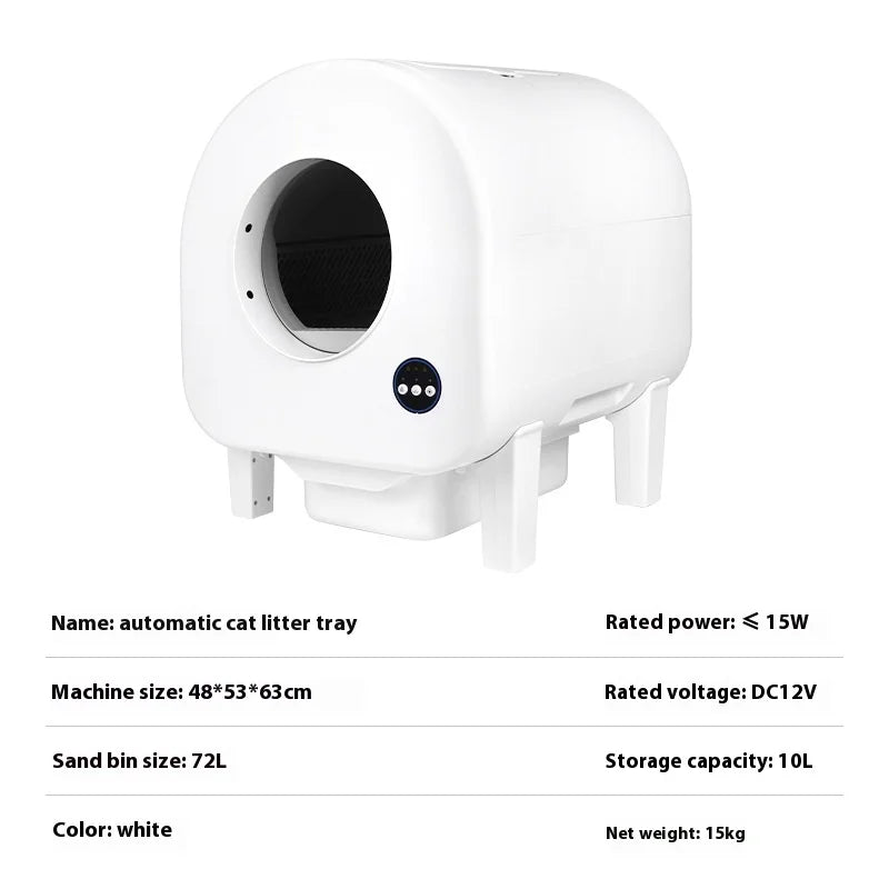KFX-235219 Smart Self-Cleaning Cat Litter Box with App Control, 68L Large Capacity, Odor Control, Anti-Trap Function for Multiple Cats