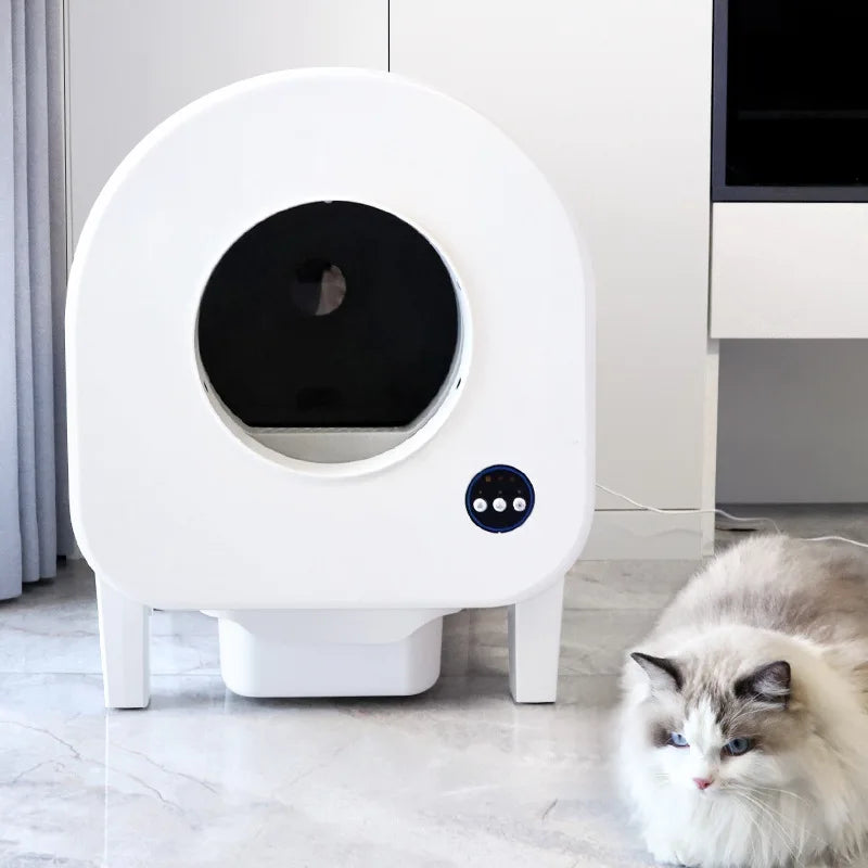 KFX-235219 Smart Self-Cleaning Cat Litter Box with App Control, 68L Large Capacity, Odor Control, Anti-Trap Function for Multiple Cats