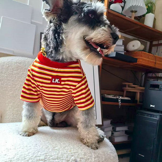 KFX-2353341 Warm Striped Pet Clothing in Red and Blue - Sizes S, M, L, XL, Made from Polyester