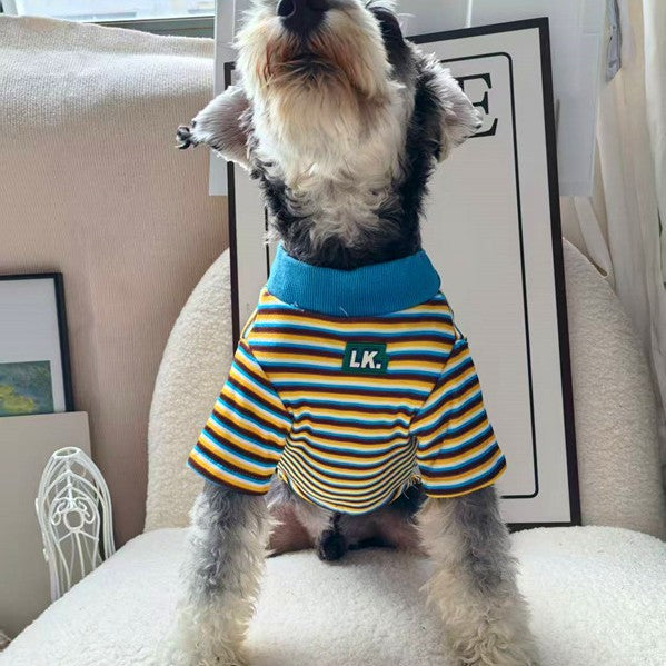 KFX-2353341 Warm Striped Pet Clothing in Red and Blue - Sizes S, M, L, XL, Made from Polyester
