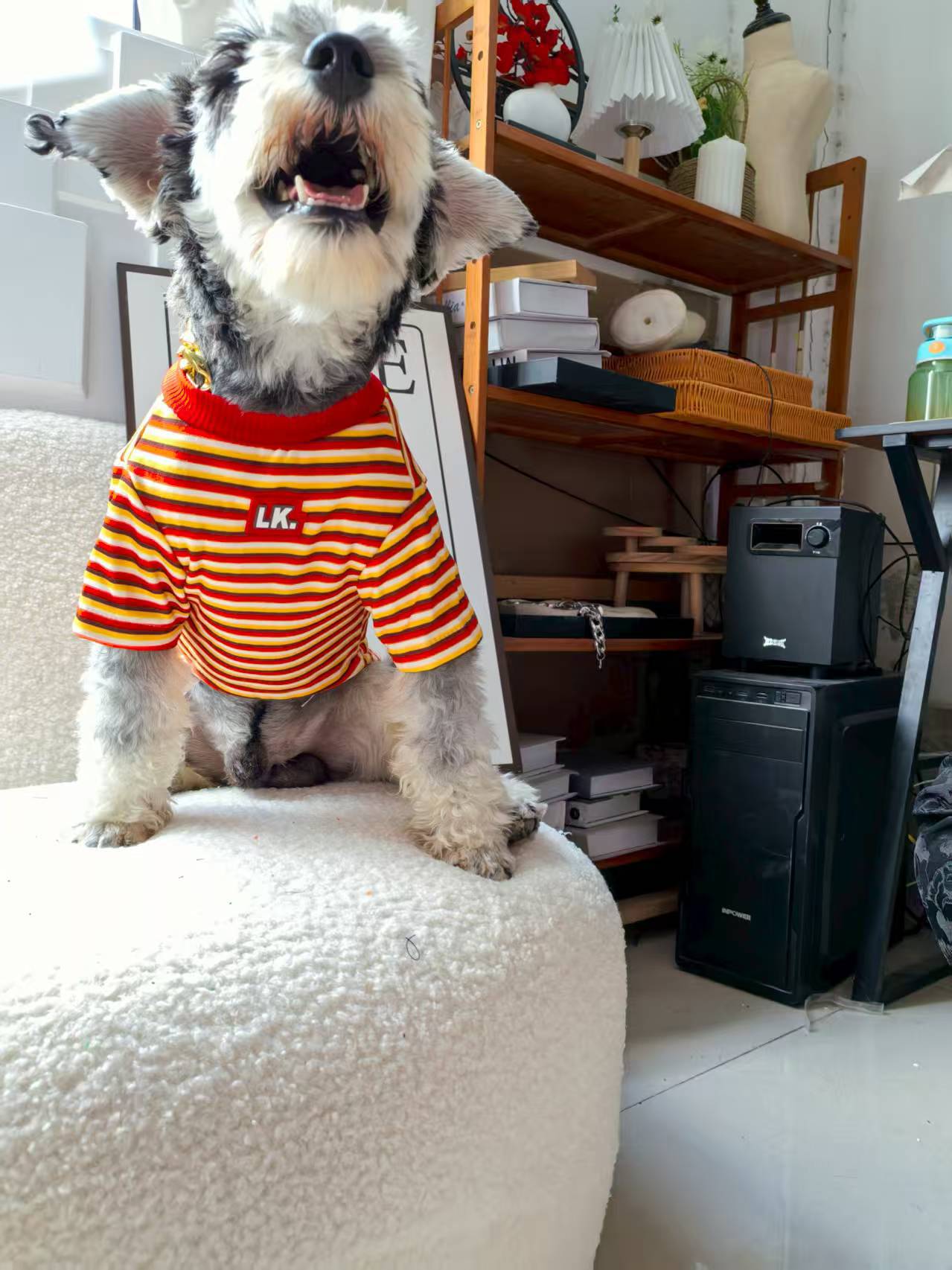 KFX-2353341 Warm Striped Pet Clothing in Red and Blue - Sizes S, M, L, XL, Made from Polyester