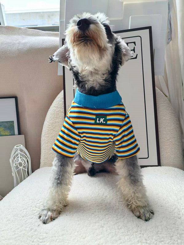 KFX-2353341 Warm Striped Pet Clothing in Red and Blue - Sizes S, M, L, XL, Made from Polyester