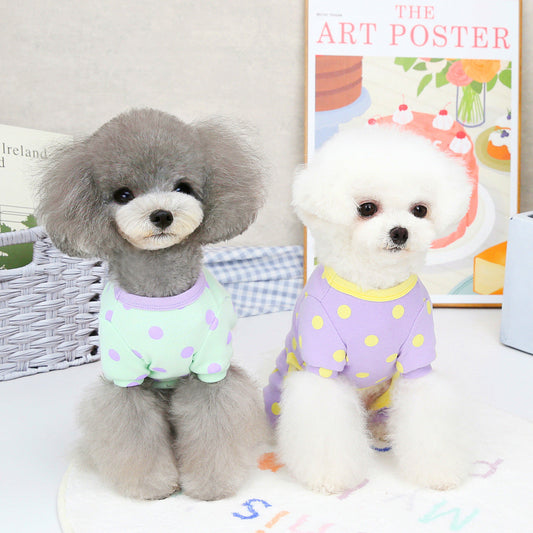 KFX-2356925 Aqua Green and Lavender Cotton Casual Puppy Pajamas for Spring and Summer
