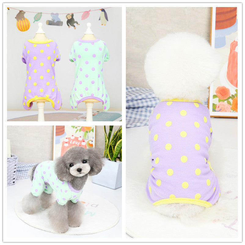KFX-2356925 Aqua Green and Lavender Cotton Casual Puppy Pajamas for Spring and Summer