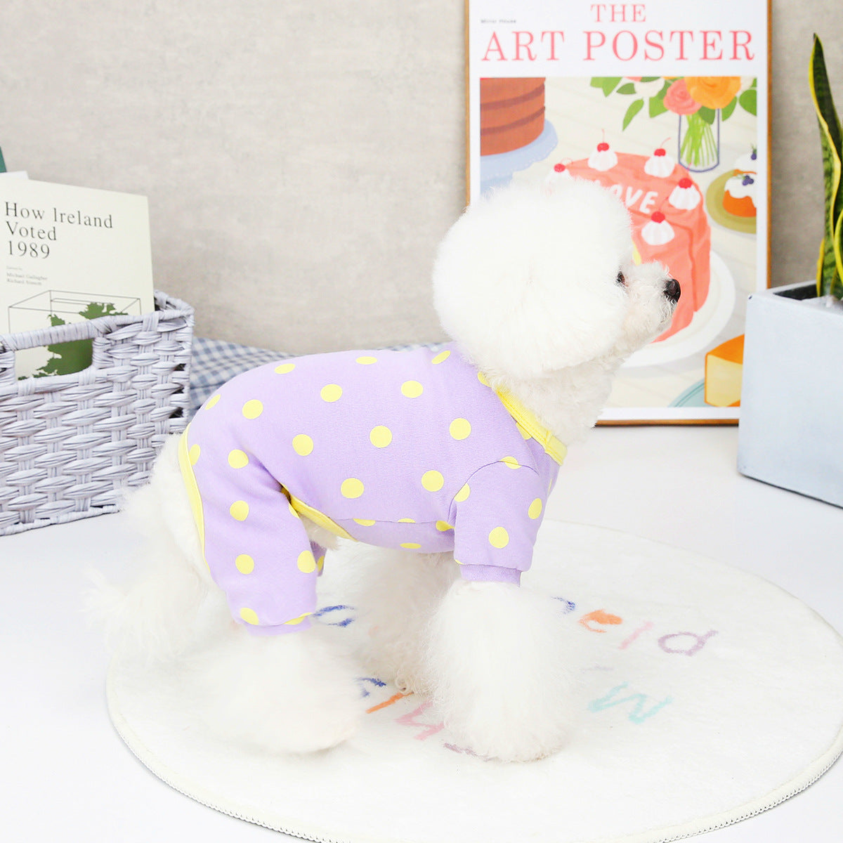 KFX-2356925 Aqua Green and Lavender Cotton Casual Puppy Pajamas for Spring and Summer