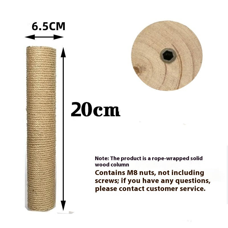 KFX-2357821 Solid Wood Cat Climbing Pillar in Various Sizes with Hemp Rope