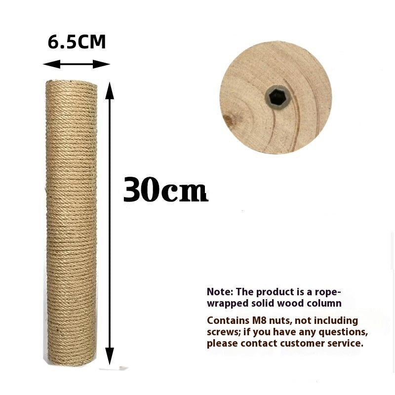 KFX-2357821 Solid Wood Cat Climbing Pillar in Various Sizes with Hemp Rope