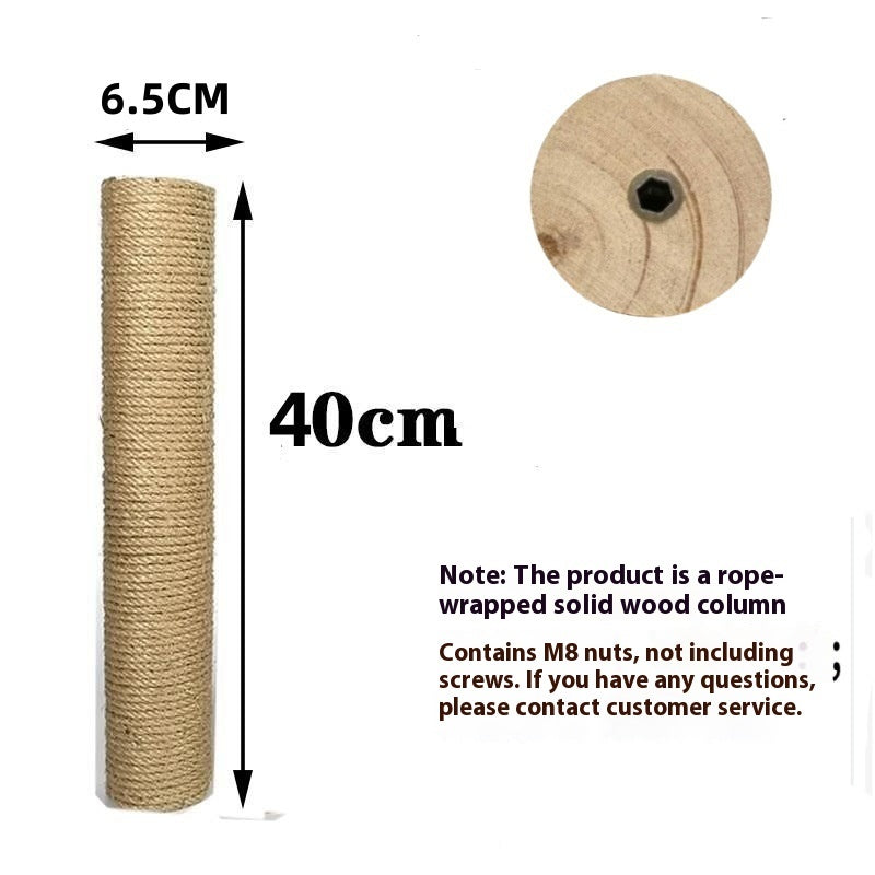 KFX-2357821 Solid Wood Cat Climbing Pillar in Various Sizes with Hemp Rope