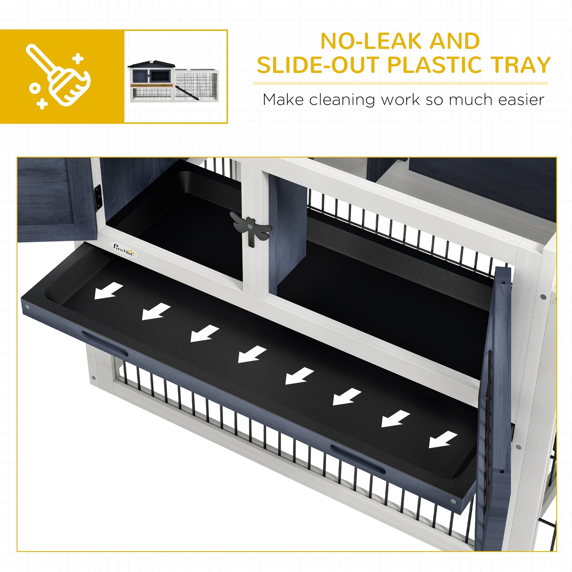 KFX-2358205 2-Level 59" Dark Gray Outdoor Rabbit Hutch with Openable Top and Secure Access Points