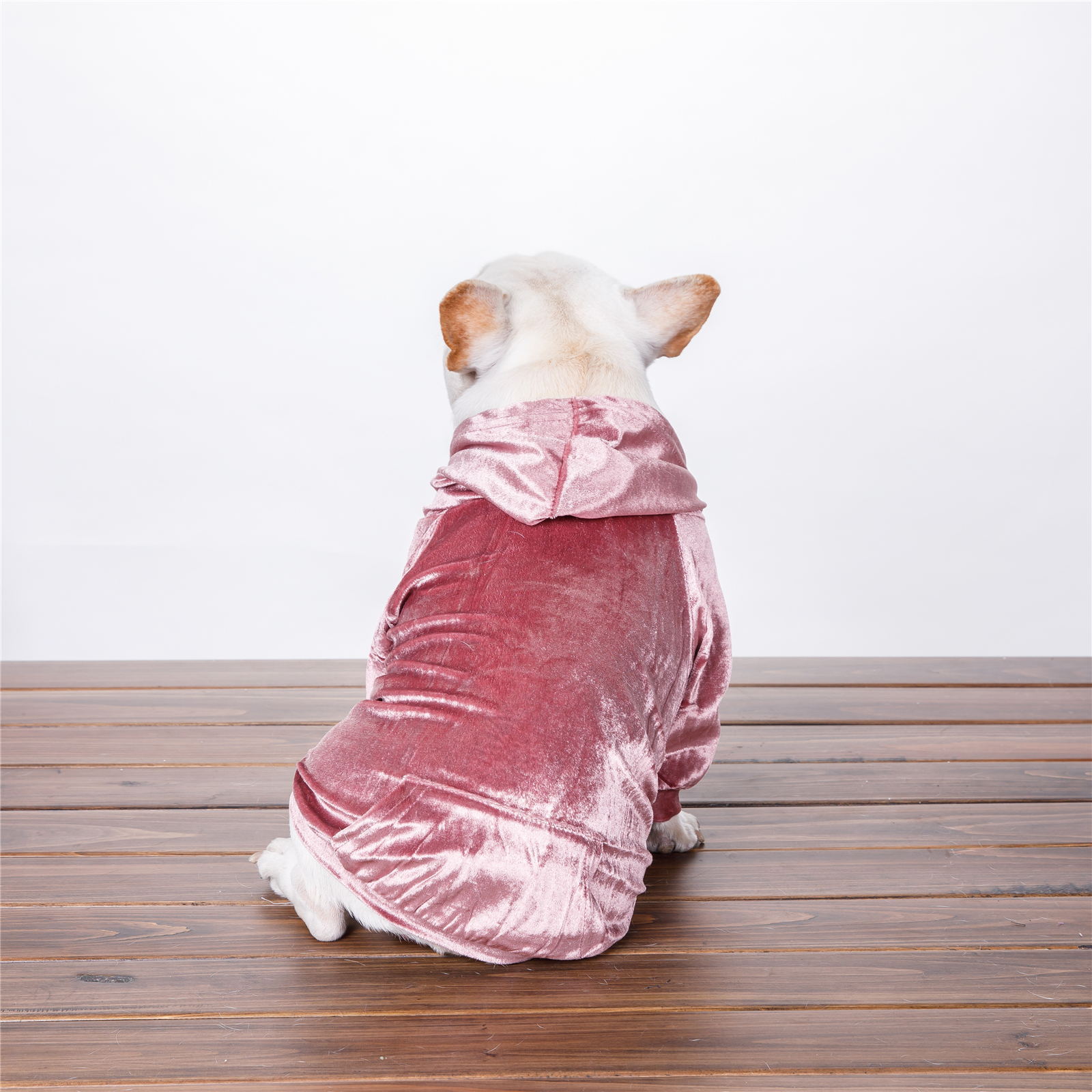 KFX-2359613 Dense Velvet Hooded Sweater for Dogs - Cozy Casual Apparel in Red, Pink, Gray - Sizes XS to XXL