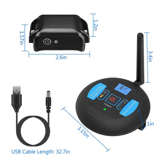 KFX-2359997 Wireless Electric Dog Fence System with Adjustable Shock Collar for Small to Large Dogs