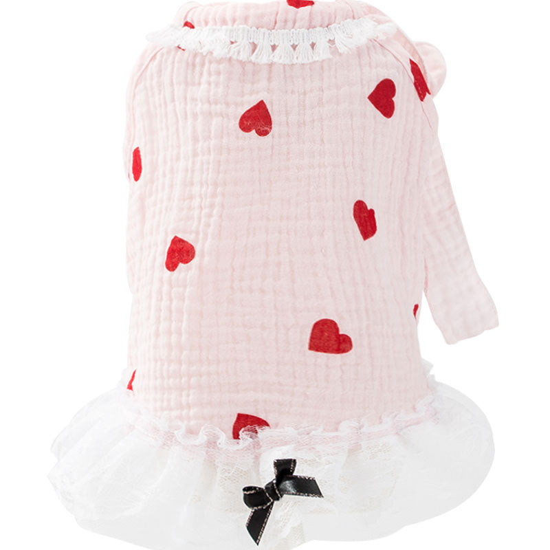 KFX-2360893 Cute Princess Dress for Kittens and Puppies - Breathable White and Pink Pet Skirt