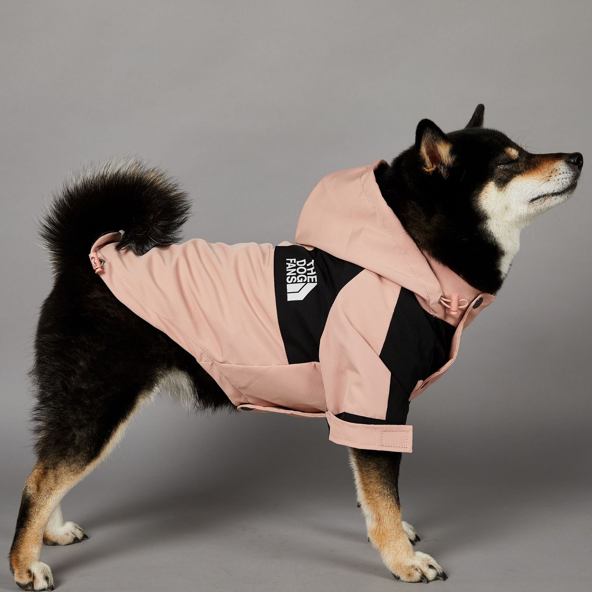 KFX-2361917 Waterproof Large Dog Raincoat in Pink - Windproof Shell Jacket for Pets