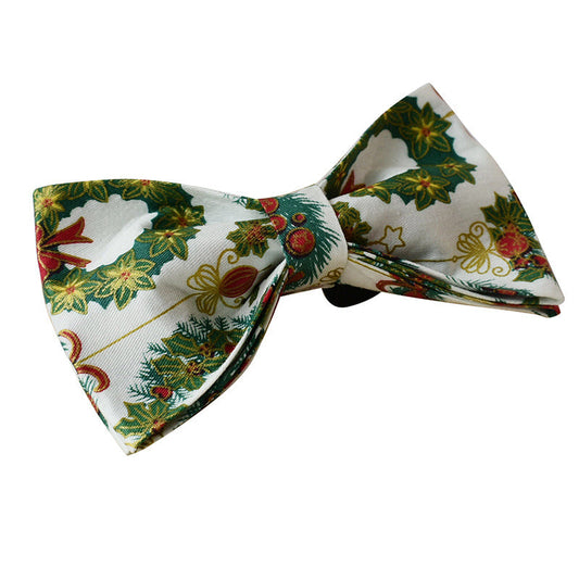 KFX-2362301 Christmas Wreath Casual Cotton Dog Collar with Bow Knot and Leash Set