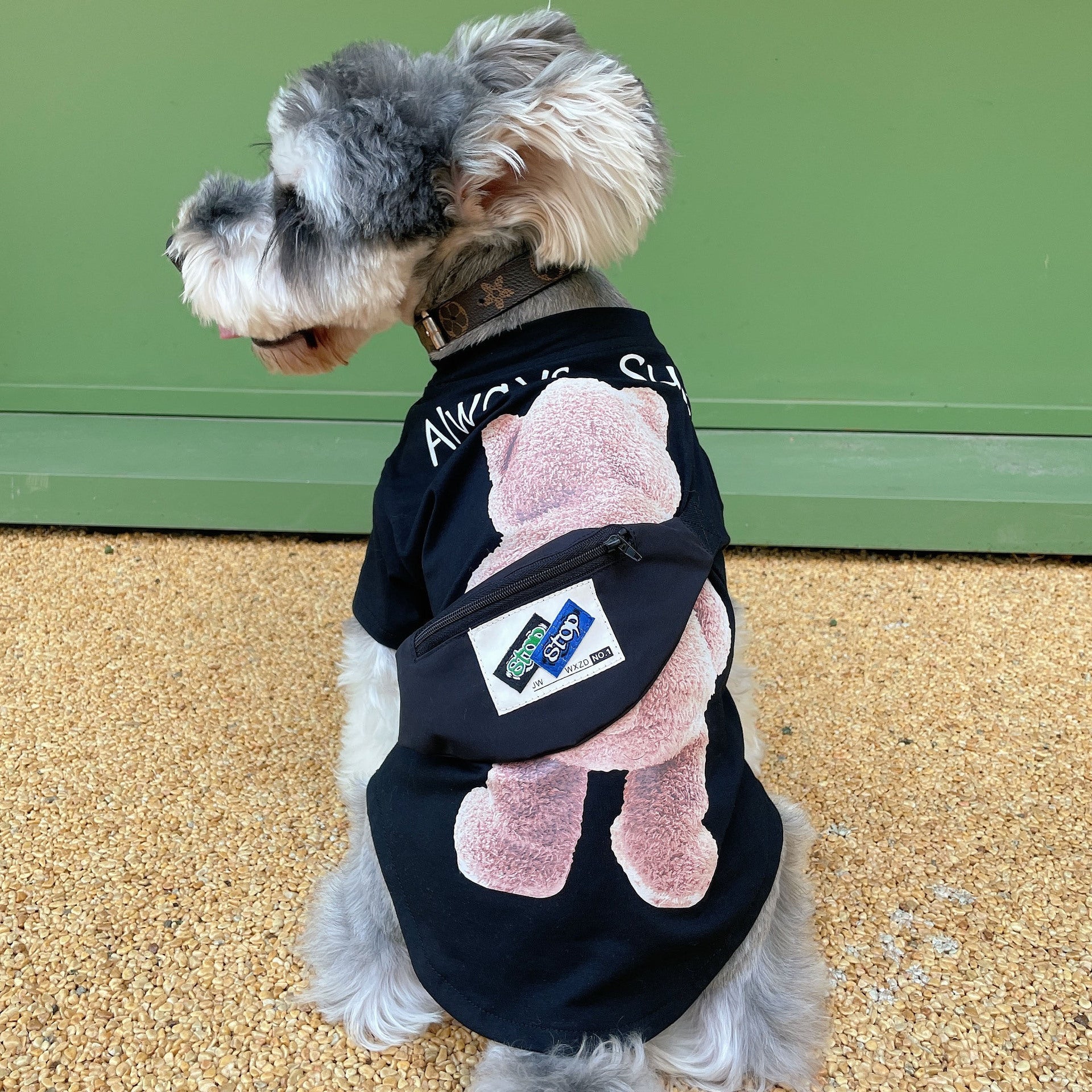 KFX-2362685 Breathable Cotton T-Shirt for Pets - Casual Black and White Design