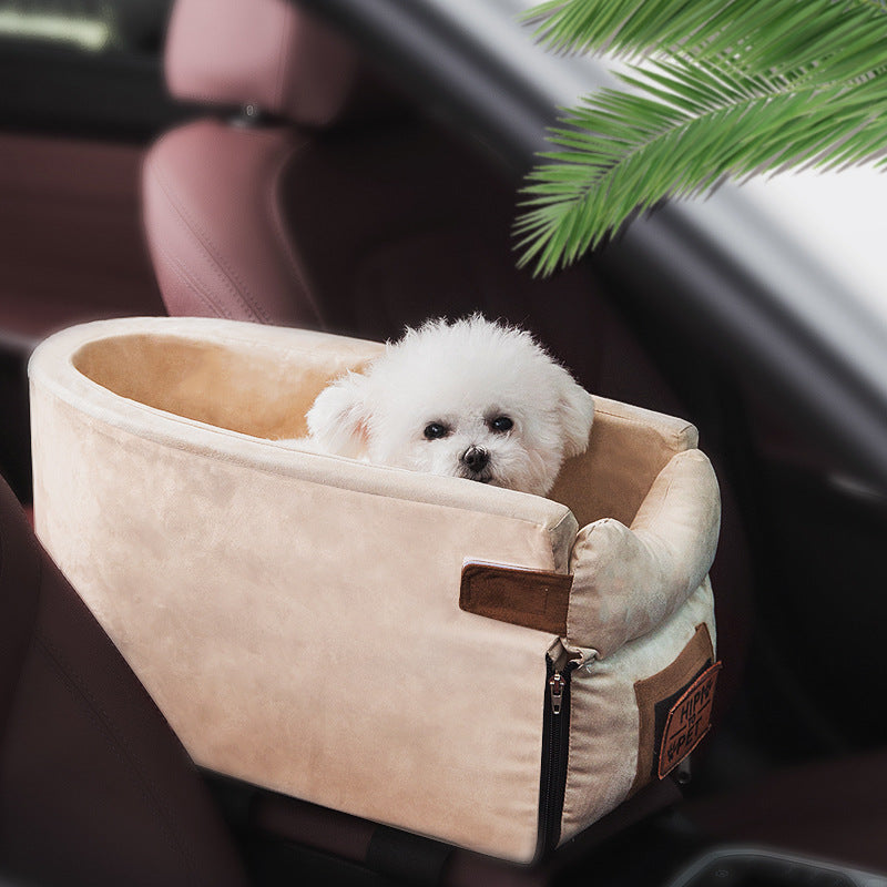 KFX-2364349 Adjustable Dog and Cat Car Seat Bed with Safety Hook and Machine Washable Design