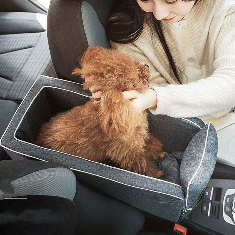 KFX-2364349 Adjustable Dog and Cat Car Seat Bed with Safety Hook and Machine Washable Design