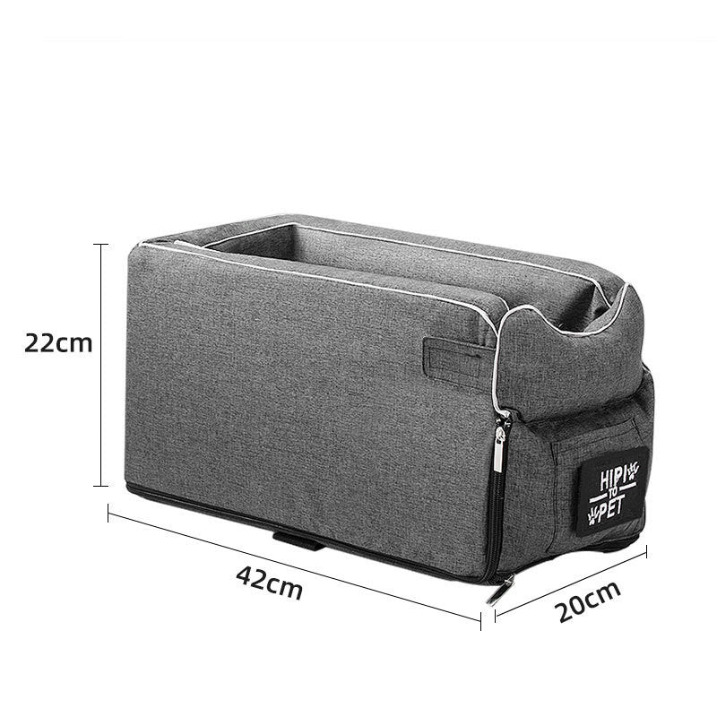 KFX-2364349 Adjustable Dog and Cat Car Seat Bed with Safety Hook and Machine Washable Design