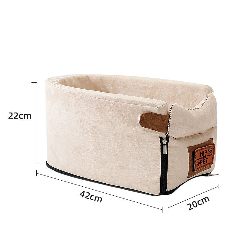 KFX-2364349 Adjustable Dog and Cat Car Seat Bed with Safety Hook and Machine Washable Design