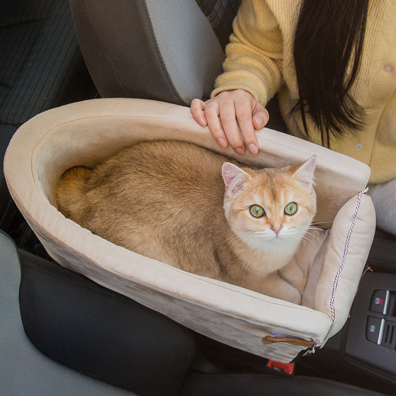 KFX-2364349 Adjustable Dog and Cat Car Seat Bed with Safety Hook and Machine Washable Design