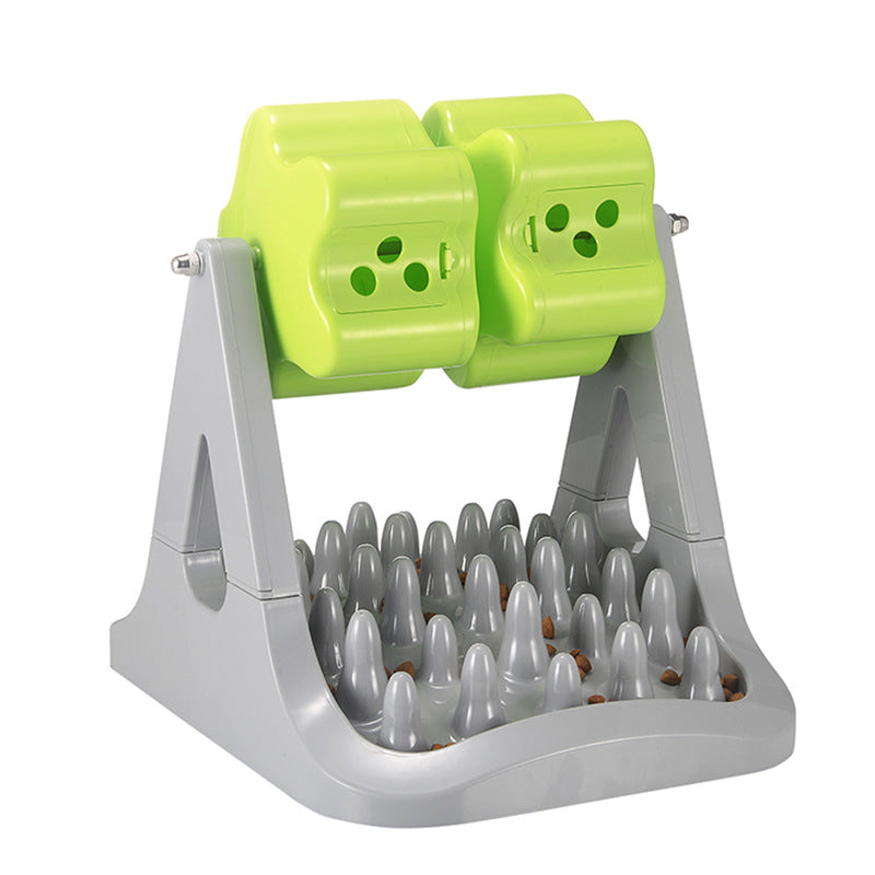 KFX-2365117 Interactive Rotating Food Dispensing Toy for Dogs and Cats - Plastic Leaky Device, Grey & Green