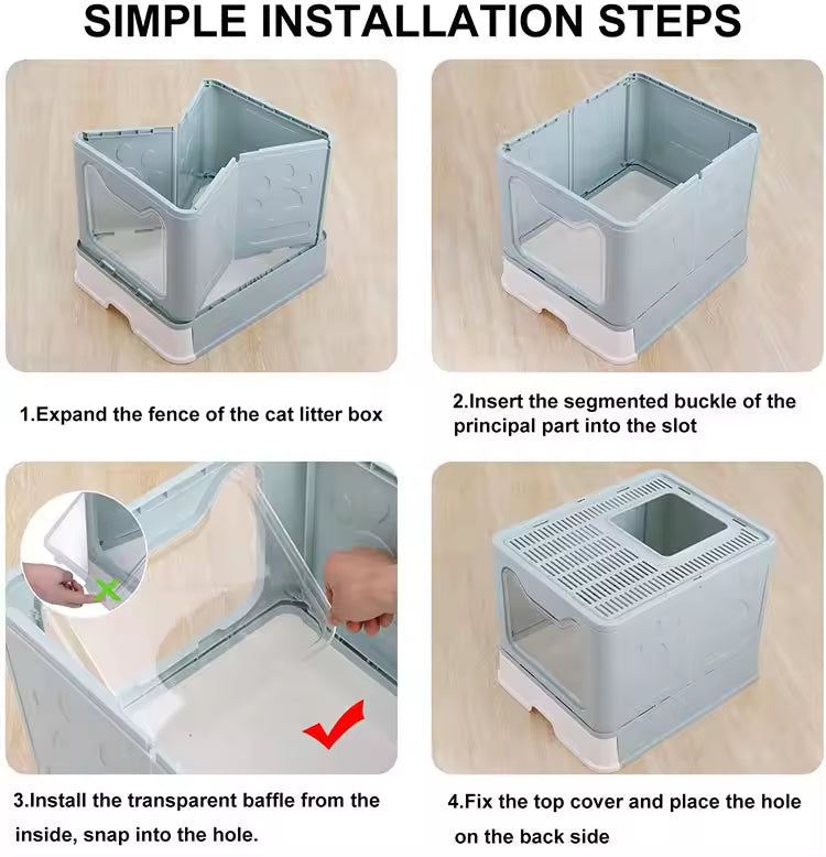 KFX-2365757 Extra-Large Front-Entry Cat Litter Box with Collection Cover and Large Scoop - Easy Clean Plastic Design