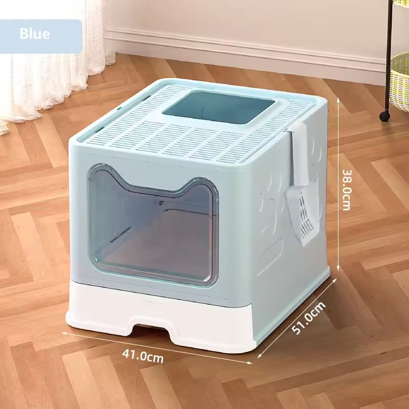 KFX-2365757 Extra-Large Front-Entry Cat Litter Box with Collection Cover and Large Scoop - Easy Clean Plastic Design