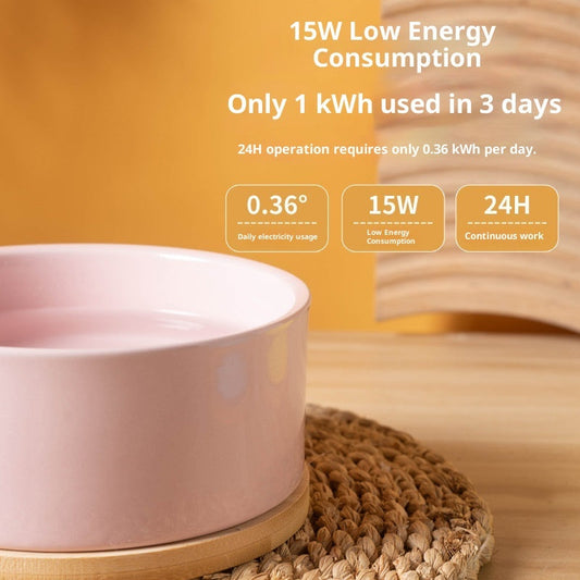 KFX-2366141 Constant Temperature Ceramic Pet Heating Drinking Bowl - USB Interface, Available in Multiple Colors