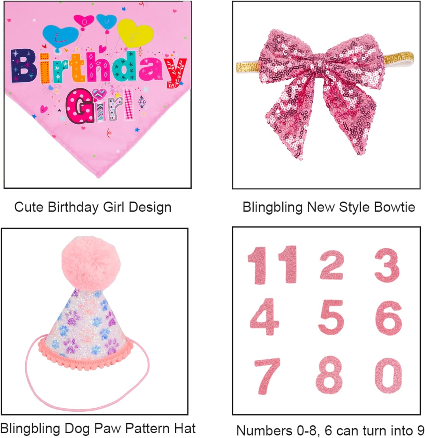 KFX-2367549 Dog Birthday Party Supplies - Fun Birthday Hat with Numbers and Bandana for Puppies