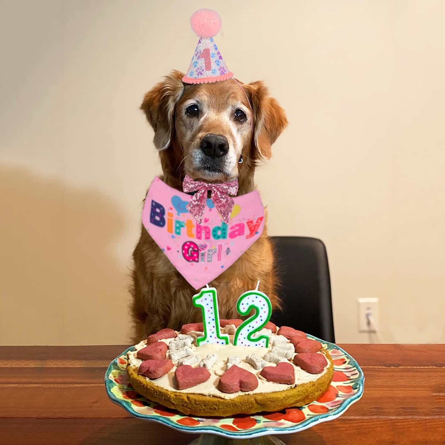 KFX-2367549 Dog Birthday Party Supplies - Fun Birthday Hat with Numbers and Bandana for Puppies
