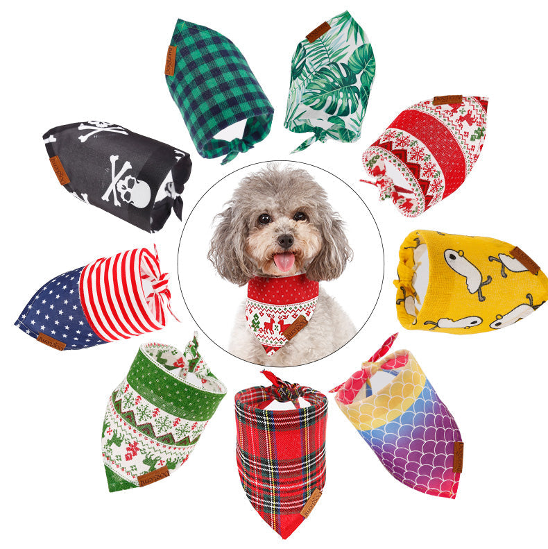 KFX-2367677 Pet Triangle Scarf for Dogs and Cats – Stylish Saliva Towel in 9 Color Options, Cotton/Polyester Blend