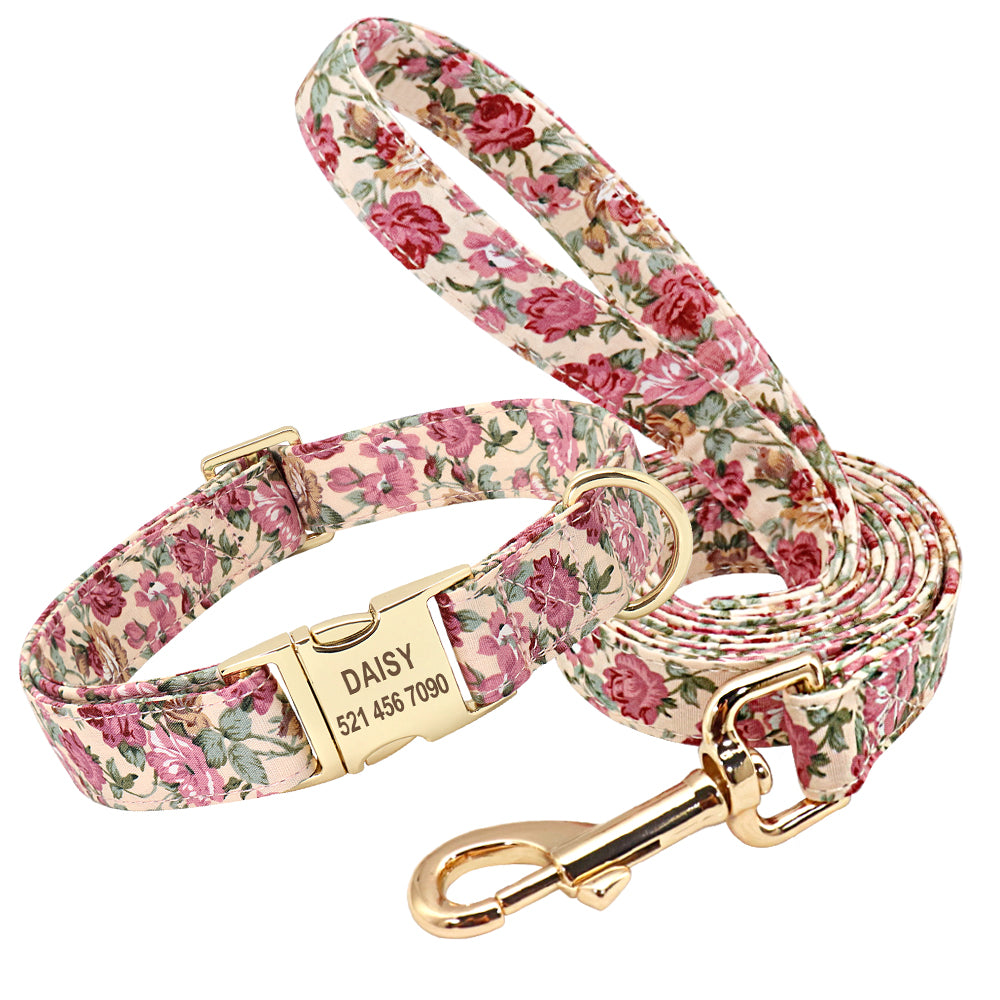 KFX-2368061 Customizable Dog Collar with Golden Alloy Buckle and Cotton Printing - Sizes S, M, L