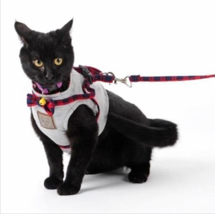 KFX-2369341 Adjustable Kitty Cat Harness with Leash, Knitted Fabric & Cotton Cloth, Multiple Sizes Available
